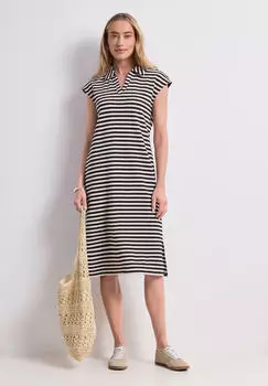 Street One Midi-Kleid Strick-Optik mit Streifen Schwarz (A14498220001)