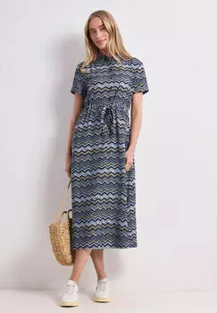 Street One Midi-Kleid mit Zick-Zack-Muster Blau (A14483437606)