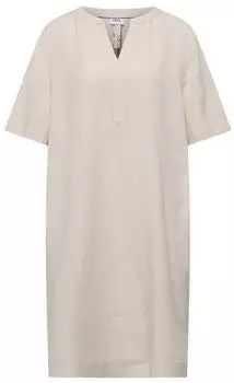 Cecil B144750 Knielanges Kleid aus Leinenmix beige