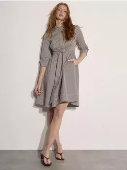 Apricot Cotton Stripe Shirt Mini Dress braun