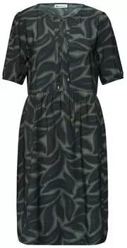 Street One Knielanges Kleid mit Split Neck und Print (A144911) deep bound gr&uuml;n