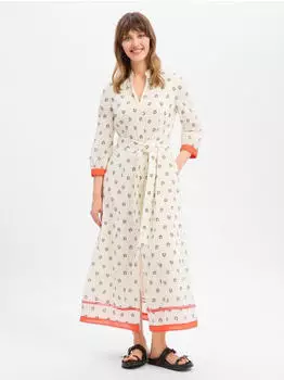 Marc Cain Midikleid Prairie Muse mit Rüschen, tailliert (AC 21.39 W45) bright ecru