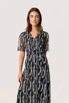 Soaked in Luxury Clero Dress Regular Fit black stroke print