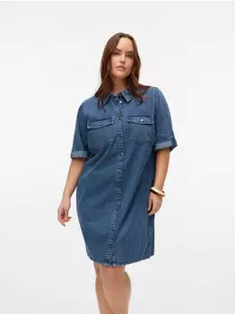 Vero Moda VMCJENNIE Kurzes Jeanskleid (10325019) medium blue denim