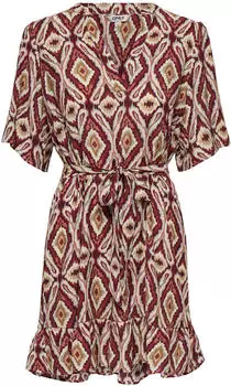 Only ONLANTONIA MIKASI Kurzarm Kurzes Kleid (15374958) brick red