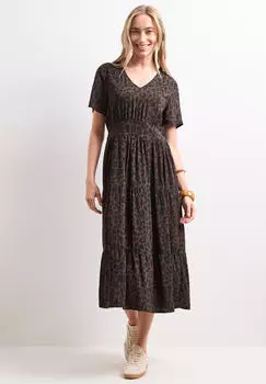 Street One Midi-Kleid mit Print und Smok-Detail Braun (A14490627516)