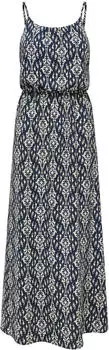 Only ONLWINNER S/L Maxi Dress NOOS PTM Regular Fit dunkelblau/weiß