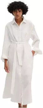 Marc O'Polo Hemdblusenkleid mit Taillenbindeband (99849639) weiß