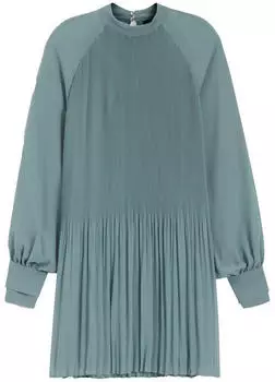 Hugo Boss Plissee-Kleid mit transparenten Ärmeln Style Dolumi 50531542 Hellblau
