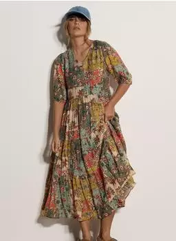 Apricot Midi Kleid mit Allover Print (85841115) khaki