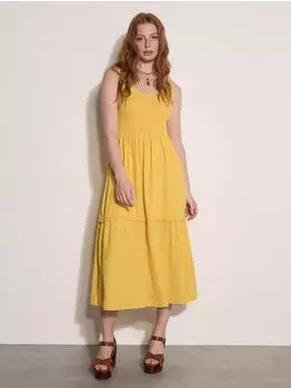 Apricot Crinkle Tiered Maxikleid (61703769) gelb