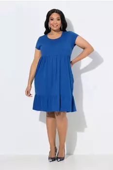 Ulla Popken Maxikleid A-Linie Zipper V-Ausschnitt (72260920) blau