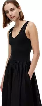 Tommy Hilfiger &Auml;rmellose Scuba Crepe Kleid mit Steinbesatz und V-Ausschnitt (WW0WW49939) schwarz