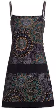 Vishes Minikleid Ärmellos Bedruckt Patchwork Jersey schwarz