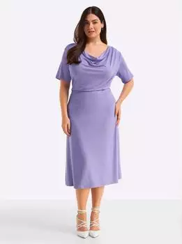 Sheego Jerseykleid mit Wasserfall-Ausschnitt (79940239) lavendel