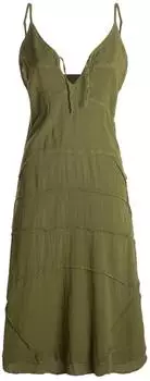 Vishes Sommerkleid Handgewebt Spaghettiträger Schnürung Used-Look (A-1942/ogn/S) olive