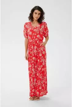 Kaffe KAisolde Midi Dress (58862828) poppy red chalk flower