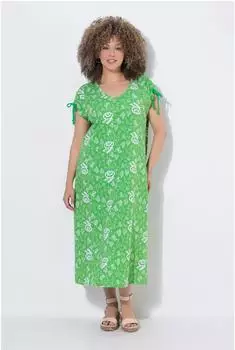 Ulla Popken Kleid (72307731) grasgrün/weiß