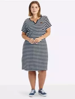 Sheego Jerseykleid (222269) tiefblau/wei&szlig;
