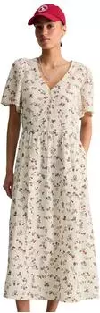 Marc O'Polo Midi dress made of viscose mix with light texture himmelblau/rubinrot/schwarz