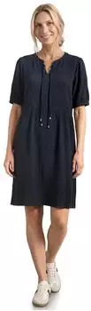 Street One Frauen Knielanges Kleid mit Schleifendetail in Blau Gr: (A14501517915)