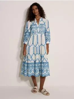 Apricot Mixed Animal Print Shirt Dress mit Kordel hellblau