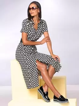 Heine Druckkleid schwarz-ecru