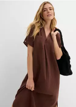 bonprix Sweatkleid Oversized aus Musselin (84776002) braun