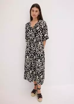 bonprix Jerseykleid mit Print schwarz/weiß
