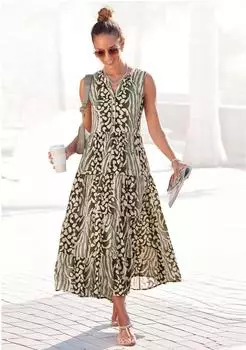 Lascana Maxikleid mit Animalprint (40982019) gr&uuml;n/taupe