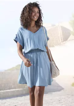 Buffalo Sommerkleid mit V-Ausschnitt Pink Washed (35468349) jeansblau