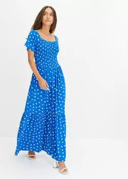 bonprix Jersykleid aus fließender Viskosemischung (91831795) blau gepunktet