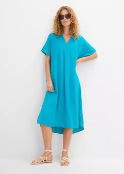bonprix Weiches Musselin Kaftan-Kleid (93730995) lagunenblau