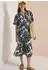 Cecil Midi Dress with Split Neck and Print (B144956) palm breeze green