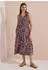 Cecil Midi Kleid mit geteiltem Ausschnitt und Print (B144956) raw khaki