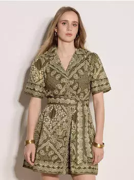 Apricot Mini Dress with Print (89364636) khaki