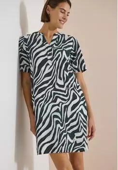 Cecil Split Neck Sommerkleid (B144830) grün/weiß