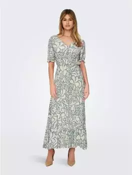 Only Onlchianti S/S Long Dress Wvn Noos (15270519) chinois green aop:narri print/cream/emerald