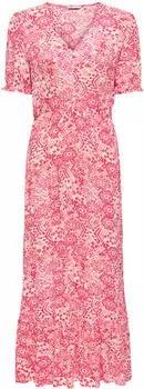 Only ONLCHIANTI S/S Long Dress WVN NOOS Maxikleid Regular Fit (15270519) cloud dancer aop:sikka graphic/orange/hellpink/dunkelpink/weiß