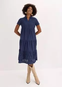 bonprix Tunikakleid mit Lochstickerei (96097895) dunkelblau