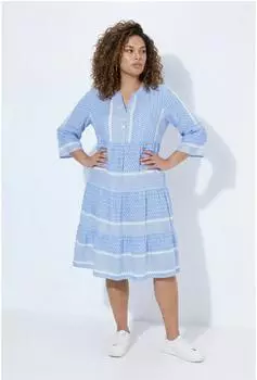 Angel of Style Viskosekrepp-Kleid mit Streifenmix (72532829) cyanblau/weiß