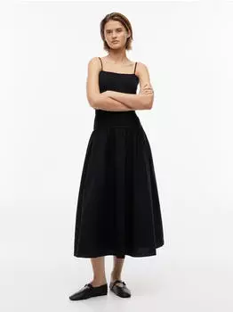 Tommy Hilfiger Midi Kleid mit Flatter&auml;rmeln und rundem Ausschnitt Scuba Crepe mit G&uuml;rtel (DW0DW23488) schwarz