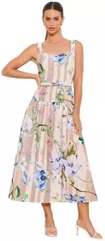 Lipsy Ausgestelltes Minikleid mit Fransen-Schal, 2-tlg. beige/dunkelbeige/pastellblau/hellgrün
