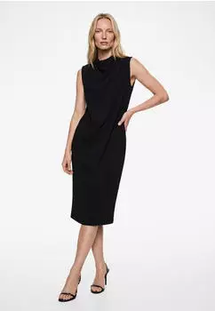 Koton Plissee Shift Kleid Maxikleid schwarz