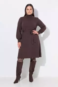 Mia Moda Strickkleid A-Linie mit Zopfmuster (845292) mahagoni