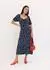 bonprix Midikleid mit Smocking, ausgestellte Passform (94736595) dunkelblau/weiß gepunktet