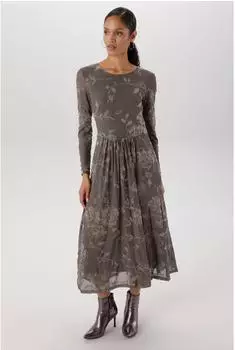 Aniston Midi dress in floral burnout look and mesh quality (69271227) taupe/helltaupe