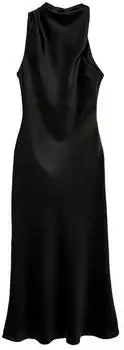 Koton Midi Drapiertes Kleid Ärmellos schwarz
