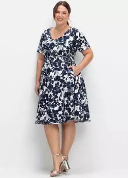 Sheego Abendkleid (59503135) marine-gemustert