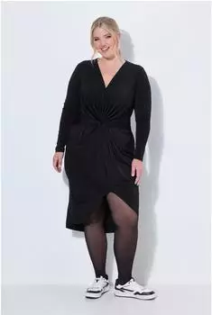 Mia Moda Jersey Dress A-Line Midi Length with Draping (856169)